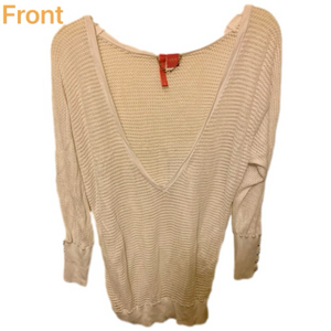 Festival! Charlotte Tarantola white 3/4 sleeve open weave top Small